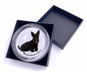 Scottish Terrier Dog-With Love Glass Paperweight in Gift Box