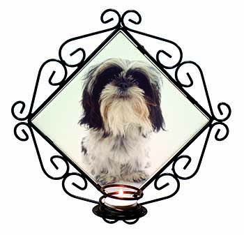 Shih-Tzu Dog Wrought Iron Wall Art Candle Holder