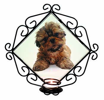 Shih-Tzu Dog Wrought Iron Wall Art Candle Holder