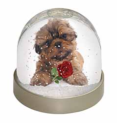 Shih Tzu Dog with Red Rose Snow Globe Photo Waterball