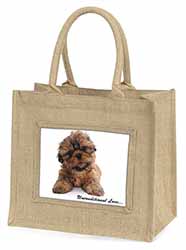 Shih-Tzu Dog-Love Natural/Beige Jute Large Shopping Bag