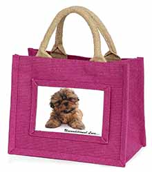 Shih-Tzu Dog-Love Little Girls Small Pink Jute Shopping Bag