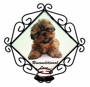 Shih-Tzu Dog-Love Wrought Iron Wall Art Candle Holder