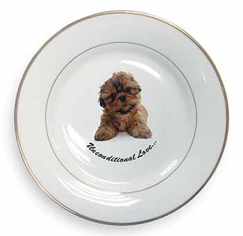 Shih-Tzu Dog-Love Gold Rim Plate Printed Full Colour in Gift Box