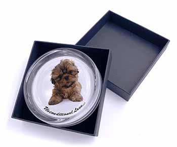 Shih-Tzu Dog-Love Glass Paperweight in Gift Box