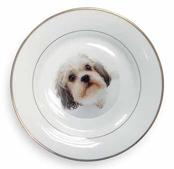 Cute Shih-Tzu Dog Gold Rim Plate Printed Full Colour in Gift Box