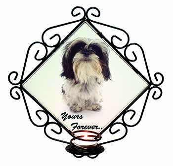 Shih Tzu Dog-Love Wrought Iron Wall Art Candle Holder