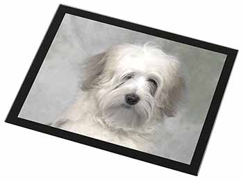 White Tibetan Terrier Dog Black Rim High Quality Glass Placemat