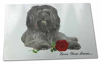 Large Glass Cutting Chopping Board Tibetan Terrier+Rose 