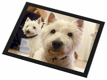 West Highland Terrier Dogs Black Rim High Quality Glass Placemat