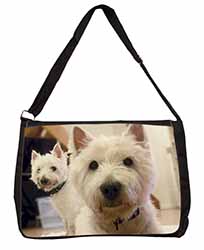 West Highland Terrier Dogs Large Black Laptop Shoulder Bag School/College