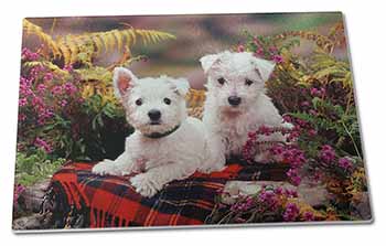 Large Glass Cutting Chopping Board West Highland Terriers