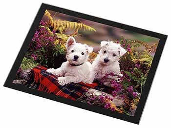 West Highland Terriers Black Rim High Quality Glass Placemat