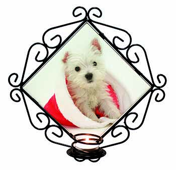 West Highland Terrier Dog Wrought Iron Wall Art Candle Holder