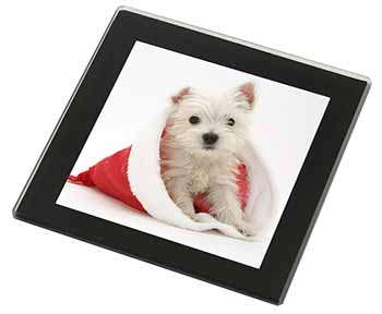 West Highland Terrier Dog Black Rim High Quality Glass Coaster