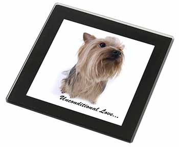 Yorkshire Terrier Dog-with Love Black Rim High Quality Glass Coaster