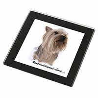 Yorkshire Terrier Dog-with Love Black Rim High Quality Glass Coaster