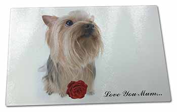 Large Glass Cutting Chopping Board Yorkie+Rose 