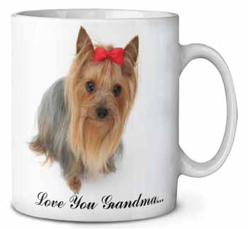 Yorkie with Red Bow Grandma Ceramic Coffee Mug/Tea Cup