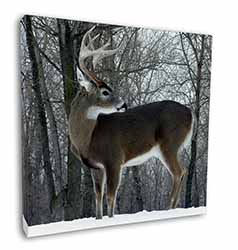 Deer Stag in Snow Square Canvas 12"x12" Wall Art Picture Print