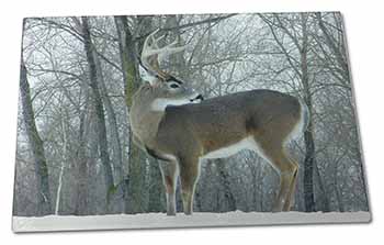 Large Glass Cutting Chopping Board Deer Stag in Snow