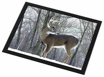 Deer Stag in Snow Black Rim High Quality Glass Placemat