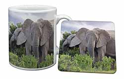 African Elephants Mug and Coaster Set