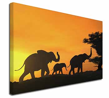 Elephants Silhouette Canvas X-Large 30"x20" Wall Art Print