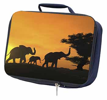 Elephants Silhouette Navy Insulated School Lunch Box/Picnic Bag