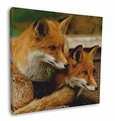 Cute Red Fox Cubs Square Canvas 12"x12" Wall Art Picture Print