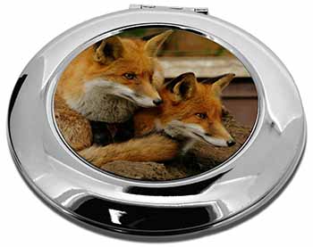 Cute Red Fox Cubs Make-Up Round Compact Mirror