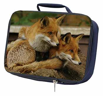 Cute Red Fox Cubs Navy Insulated School Lunch Box/Picnic Bag