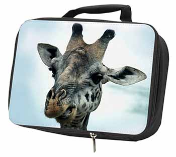 Cheeky Giraffes Face Black Insulated School Lunch Box/Picnic Bag