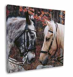 Horses in Love Animal Square Canvas 12"x12" Wall Art Picture Print