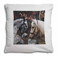 Horses in Love Animal Soft White Velvet Feel Scatter Cushion