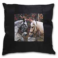 Horses in Love Animal Black Satin Feel Scatter Cushion