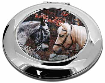 Horses in Love Animal Make-Up Round Compact Mirror