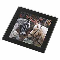 Horses in Love Animal Black Rim High Quality Glass Coaster