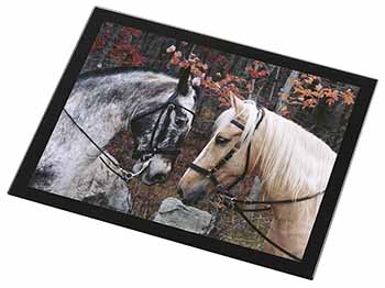 Horses in Love Animal Black Rim High Quality Glass Placemat