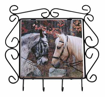 Horses in Love Animal Wrought Iron Key Holder Hooks