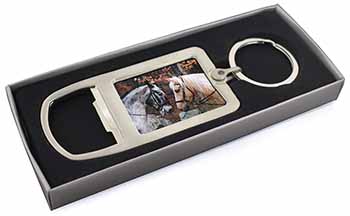 Horses in Love Animal Chrome Metal Bottle Opener Keyring in Box