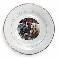 Horses in Love Animal Gold Rim Plate Printed Full Colour in Gift Box