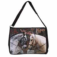 Horses in Love Animal Large Black Laptop Shoulder Bag School/College