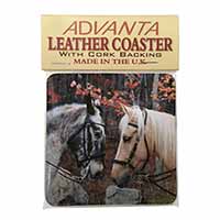 Horses in Love Animal Single Leather Photo Coaster