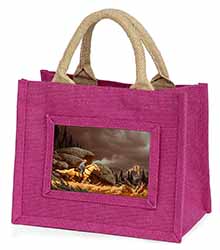 Horse Riding Cowboy Little Girls Small Pink Jute Shopping Bag