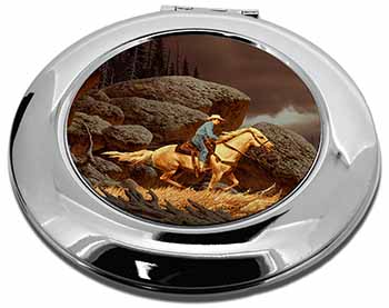 Horse Riding Cowboy Make-Up Round Compact Mirror