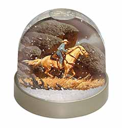 Horse Riding Cowboy Snow Globe Photo Waterball