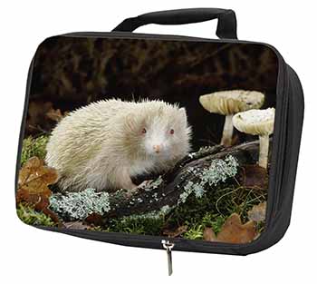 Albino Hedgehog Wildlife Black Insulated School Lunch Box/Picnic Bag