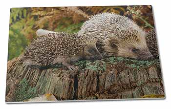 Large Glass Cutting Chopping Board Mother and Baby Hedgehog