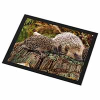 Mother and Baby Hedgehog Black Rim High Quality Glass Placemat